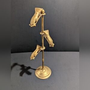 Vtg Brass Glove Hands Clip Display Stand Holder Memo Letter Hand Painted Japan